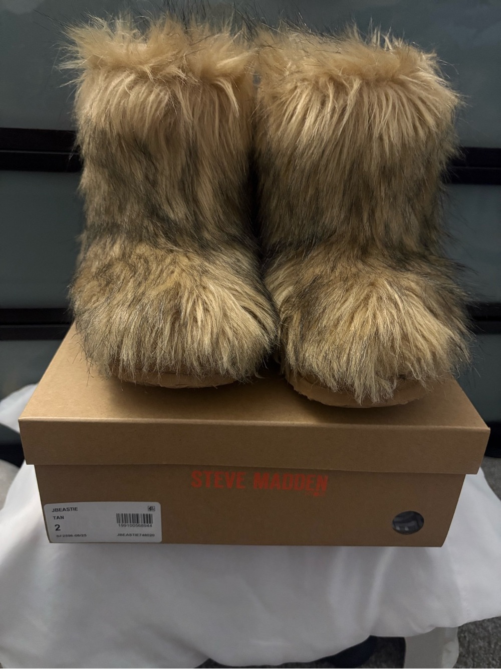 Girls Steve Madden Tan Faux Fur Cozy Boots